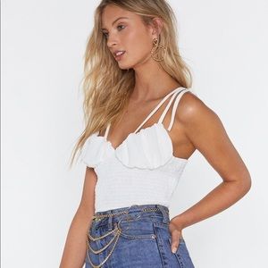 white chiffon crop top